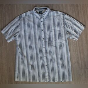 KUHL Shirt Mens XL Blue Pocket Print Short Sleeve Button up Organic Cotton